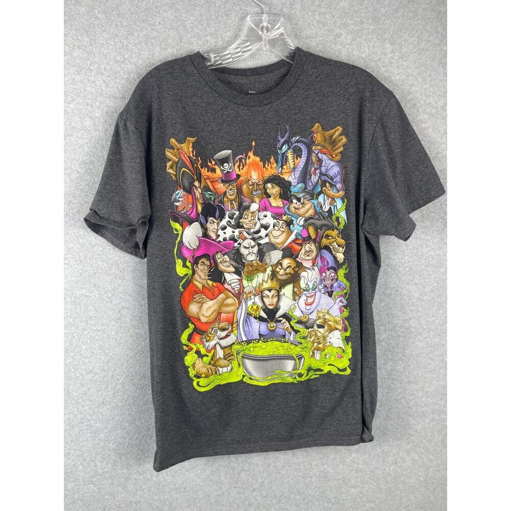 Disney Villain T Shirt Men's Size L Gray Character‎ Montage